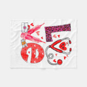 Love Heart Stethoscope Healthcare Worker Funny Val フリースブランケット (正面(横))