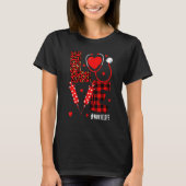 Love Heart Stethoscope Nurse Life Leopard Valentin Tシャツ (正面)