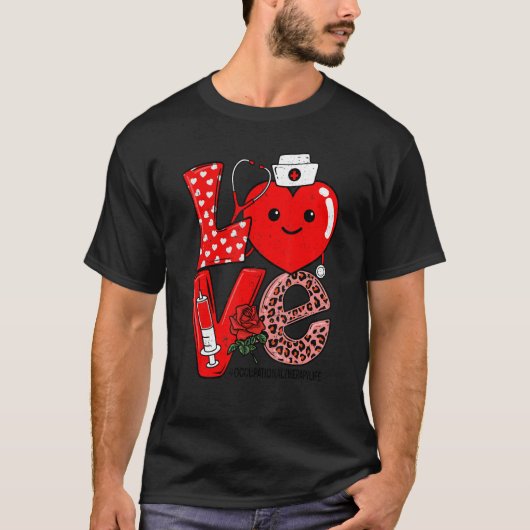 Love Heart Stethoscope Occupational Therapy Life V Tシャツ (正面)