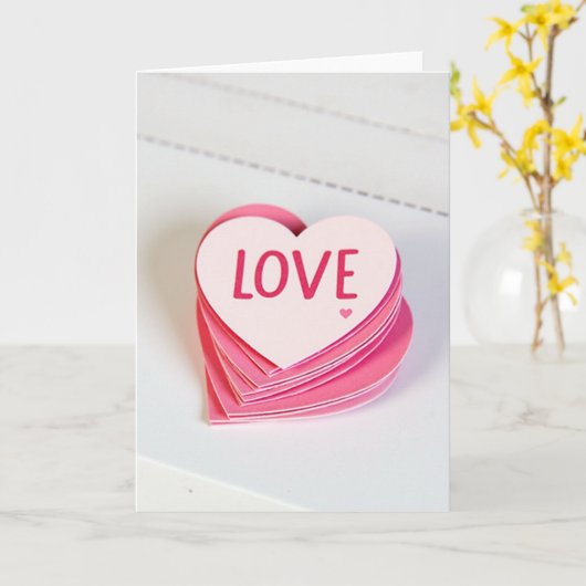 Love Heart Valentine Card カード (黄色い花)