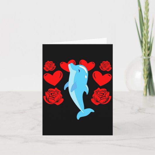 Love Heart Valentines Day Roses Dolphin Boys Kids  カード (正面)