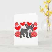 Love Heart Valentines Day Roses French Bulldog Bo  カード (黄色い花)