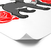 Love Heart Valentines Day Roses French Bulldog Bo  ポスター (角)