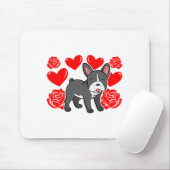 Love Heart Valentines Day Roses French Bulldog Bo マウスパッド (マウス)