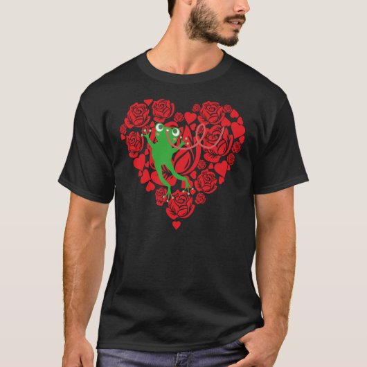 Love Heart Valentine's Day Roses Frog Boys Kids Tシャツ (正面)
