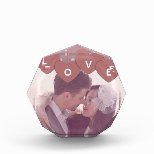 Love Hearts Banner Romantic Overlaid Custom Photo フォトブロック (正面)