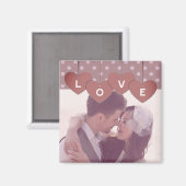 Love Hearts Banner Romantic Overlaid Custom Photo マグネット (正面/裏面)