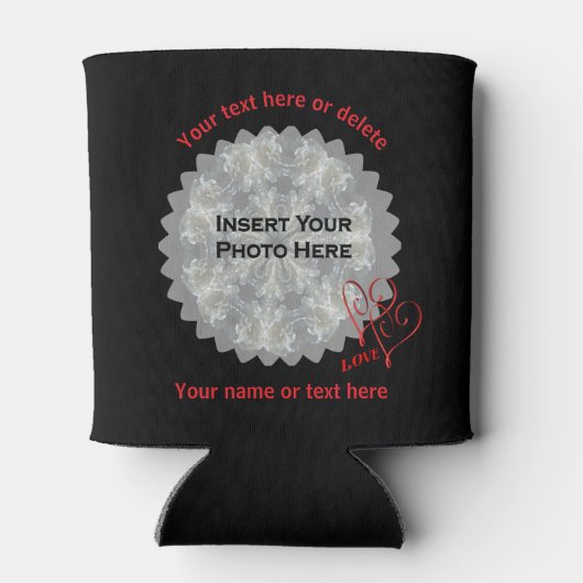 Love Hearts Black Personalized Photo  缶クーラー (裏面)