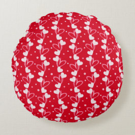 Love Hearts Doddles, Red Round Pillow ラウンドクッション