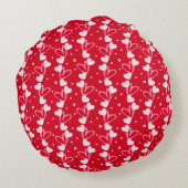 Love Hearts Doddles, Red Round Pillow ラウンドクッション (裏面)