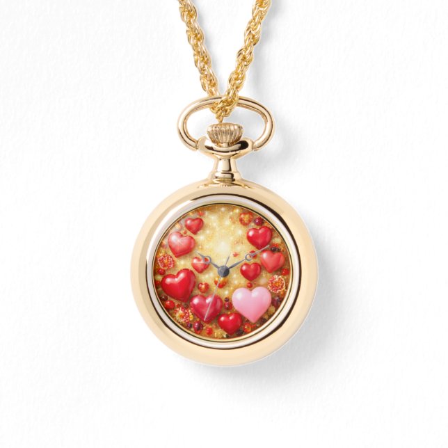 Love Hearts Gold Pendant Watch 腕時計 (正面)
