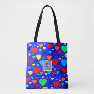 Love hearts on Blue Tote bag トートバッグ