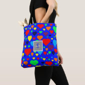 Love hearts on Blue Tote bag トートバッグ (クローズアップ)