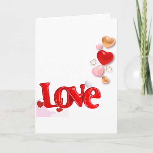 Love & Hearts Personalized Folded Card カード (正面)