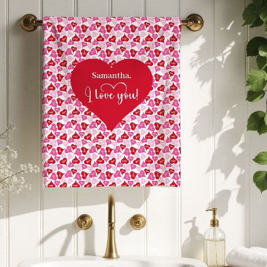 Love Hearts Personalized Valentine Gift Bath Towel バスタオルセット