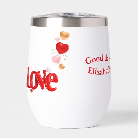 Love & Hearts Personalized Water Bottle (正面)
