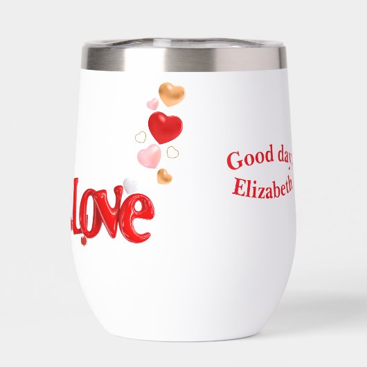 Love & Hearts Personalized Water Bottle (背面)
