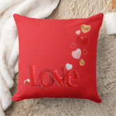 Love & Hearts Throw Pillow クッション (ブランケット)