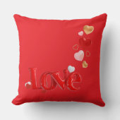 Love & Hearts Throw Pillow クッション (正面)