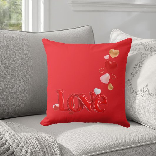 Love & Hearts Throw Pillow クッション
