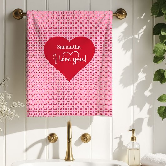 Love Hearts Valentine Bath Towel Gift for Husband バスタオルセット