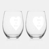 Love Hearts Wedding Engagement Drinkware Set ステムなしワイングラス (正面)