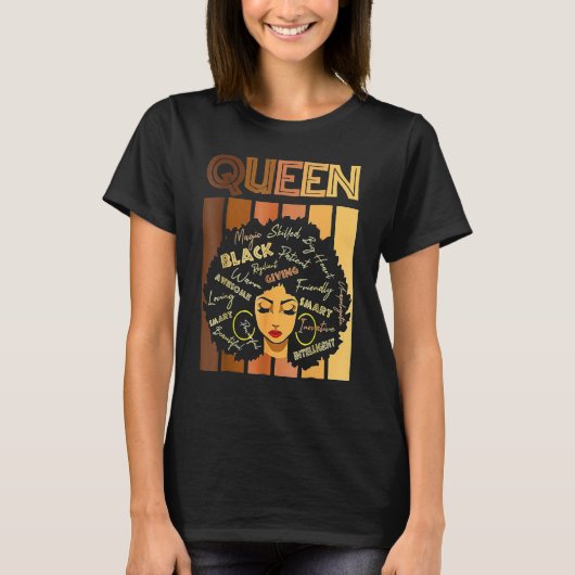 Love Her Black History Month Queen Melanin Afro Fr Tシャツ (正面)