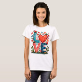 LOVE - Herzen und Blumen Tシャツ (正面フル)