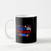 Love His Firecracker Funny 4th Of July Fireworks C コーヒーマグカップ (左)