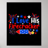 Love His Firecracker Funny 4th Of July Fireworks C ポスター (正面)