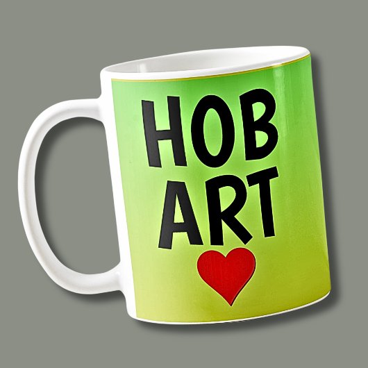 Love HOBART (またはテキスト)ハートのグリーン金ゴールド コーヒーマグカップ