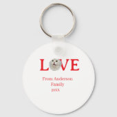 Love holidays cat photo pet family name bold lette キーホルダー (裏面)