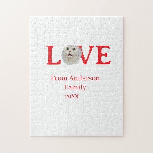 Love holidays cat photo pet family name bold lette ジグソーパズル (縦)