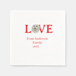 Love holidays cat photo pet family name bold lette スタンダードカクテルナプキン