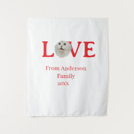 Love holidays cat photo pet family name bold lette タペストリー