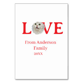 Love holidays cat photo pet family name bold lette テーブルナンバー