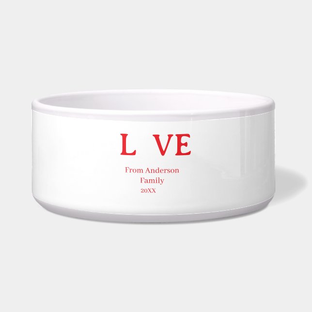 Love holidays cat photo pet family name bold lette ボウル (正面)