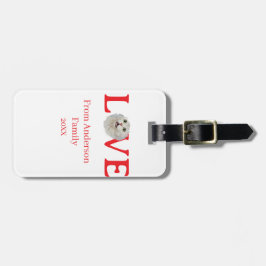 Love holidays cat photo pet family name bold lette ラゲッジタグ