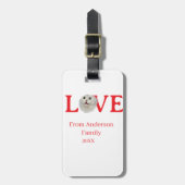 Love holidays cat photo pet family name bold lette ラゲッジタグ (正面縦)