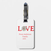 Love holidays cat photo pet family name bold lette ラゲッジタグ (裏面縦)