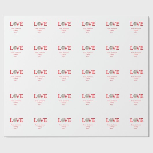 Love holidays cat photo pet family name bold lette ラッピングペーパー (フラット)