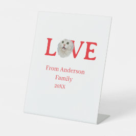 Love holidays cat photo pet family name bold lette 台座サイン