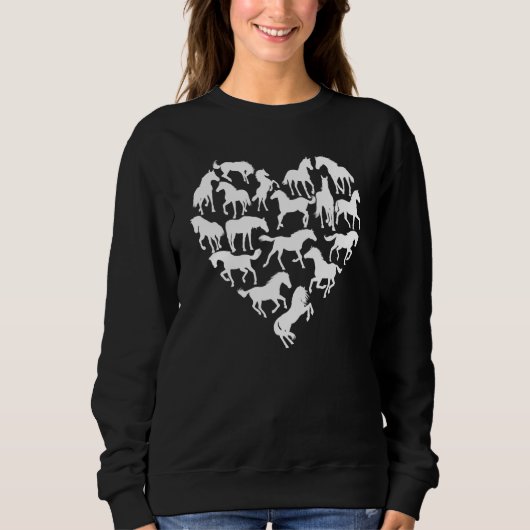 Love Horse Heart Silhouette Equestrian Owner Farm  スウェットシャツ (正面)