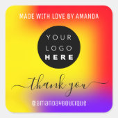 Love Hotで作られたカスタムショッピングロゴありがとう スクエアシール (正面)