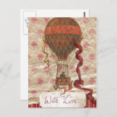 Love Hot Air Balloonはがき ポストカード (正面/裏面)