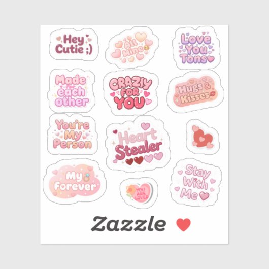 Love & Hugs Y2K Valentine Aesthetic Sticker Set シール (シート)