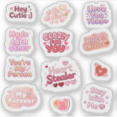 Love & Hugs Y2K Valentine Aesthetic Sticker Set シール (正面)