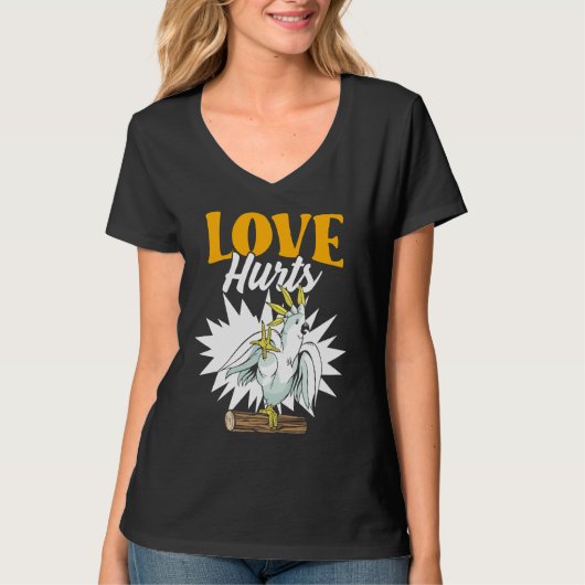 Love Hurts Eclectus Male Parrot Biting Finger for Tシャツ (正面)