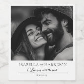 Love I引用文カップルカスタムフォト白黒 ワインラベル (シングルラベル)