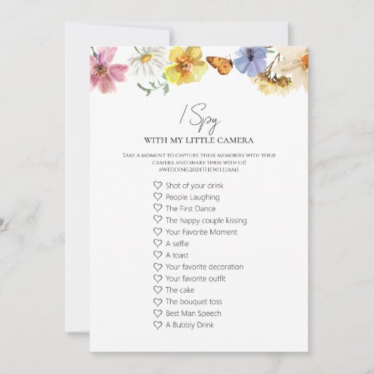 Love I Spy Bohoのゲームカー結婚ドをキャプチャ 招待状 (正面)